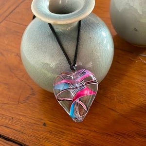 Blown glass heart pendant